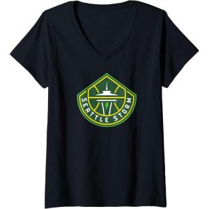 Womens WNBA Seattle Storm Fan Base V-Neck T-Shirt(Black)