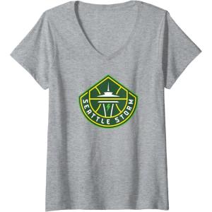 Womens WNBA Seattle Storm Fan Base V-Neck T-Shirt(Heather Grey)