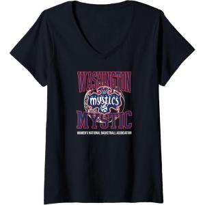 Womens WNBA Washington Mystics Home Court Midtown V-Neck T-Shirt(Black)