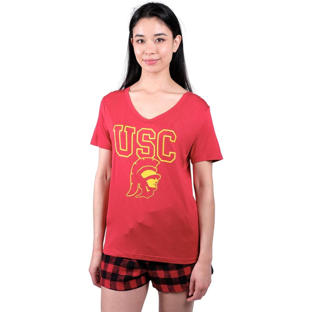 imageUltra Game NCAA womens Ncaa Official Wotee Shirt ampamp Flannel Shorts Pajama SetCardinal Red