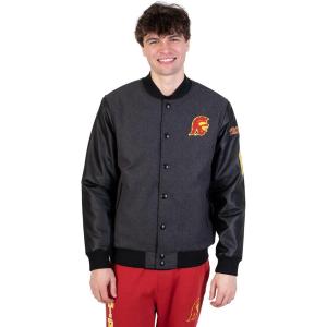 Ultra Game NCAA mens Ncaa Official Poly Melton Wool Varsity Jacket(Charcoal Heather)