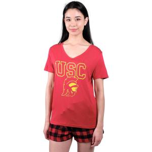 Ultra Game NCAA womens Ncaa Official Wotee Shirt & Flannel Shorts Pajama Set(Cardinal Red)