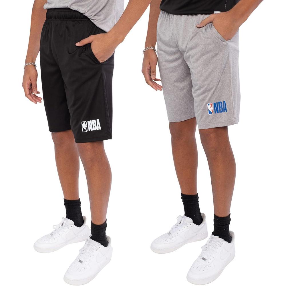 imageNBA Mens SuperSoft 2 Pack Active Training ShortsBlack  Heather Gray