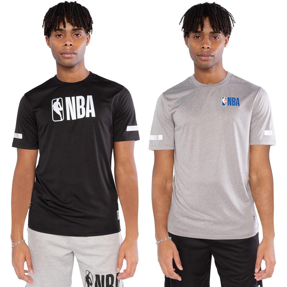 imageUltra Game Mens NBA Official SuperSoft 2 Pack Active Tee ShirtBlack Heather Grey