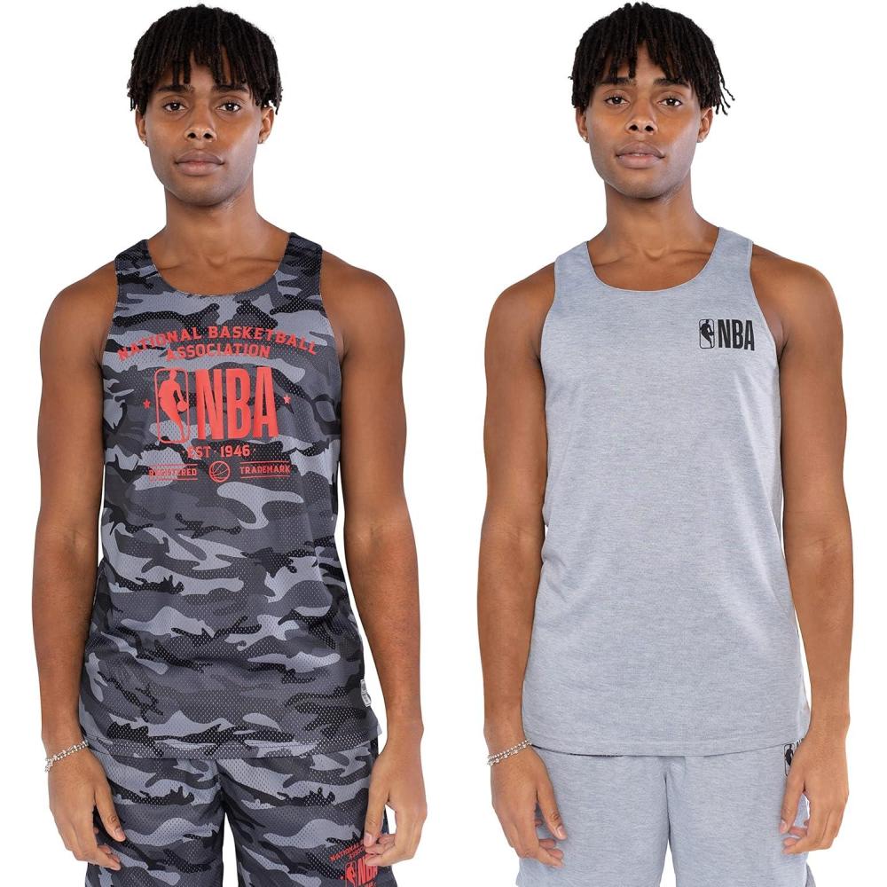 imageUltra Game NBA Mens SuperSoft Reversible Tank Top Muscle TeeGray  Camo Combo