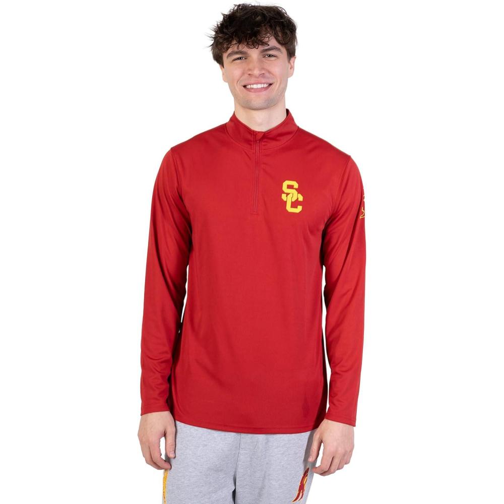 imageUltra Game NCAA mens Ncaa Official Quarter Zip Pullover SweatshirtCardinal Red