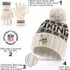 Ultra Game NFL Official Adults Unisex Super Soft Cable Knit Winter Beanie Knit Hat with Extra Warm Touch Screen Gloves, Minnesota Vikings, Natural, 1SIZE