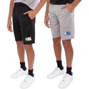 NBA Men’s Super-Soft 2 Pack Active Training Shorts(Black / Heather Gray)