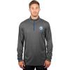 Ultra Game Men’s NBA Official Super Soft Quarter Zip Long Sleeve T-Shirt(Heather Charcoal)