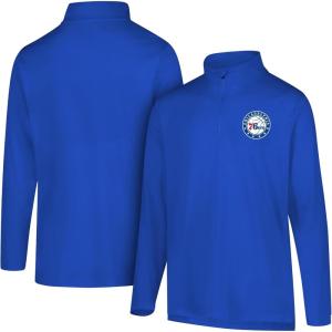 Ultra Game Men’s NBA Official Super Soft Quarter Zip Long Sleeve T-Shirt(Team Color)