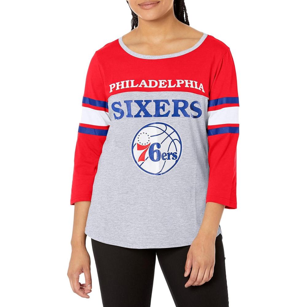 imageUltra Game Womens NBA Official Standard T Raglan Baseball 34 Long Sleeve Tee ShirtHeather Gray
