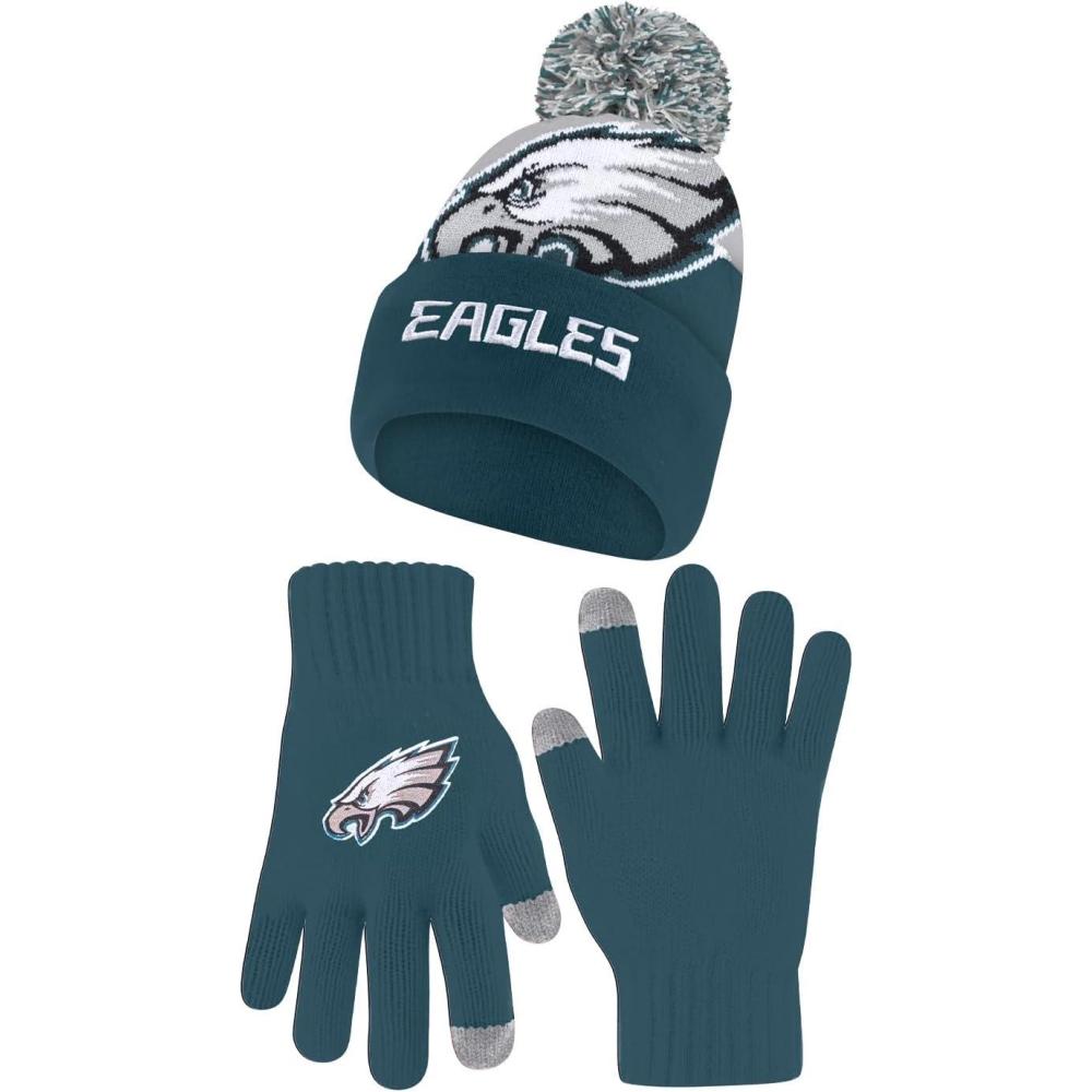 imageUltra Game NFL Boys Girls Super Soft Winter Beanie Knit Hat with Extra Warm Touch Screen Gloves