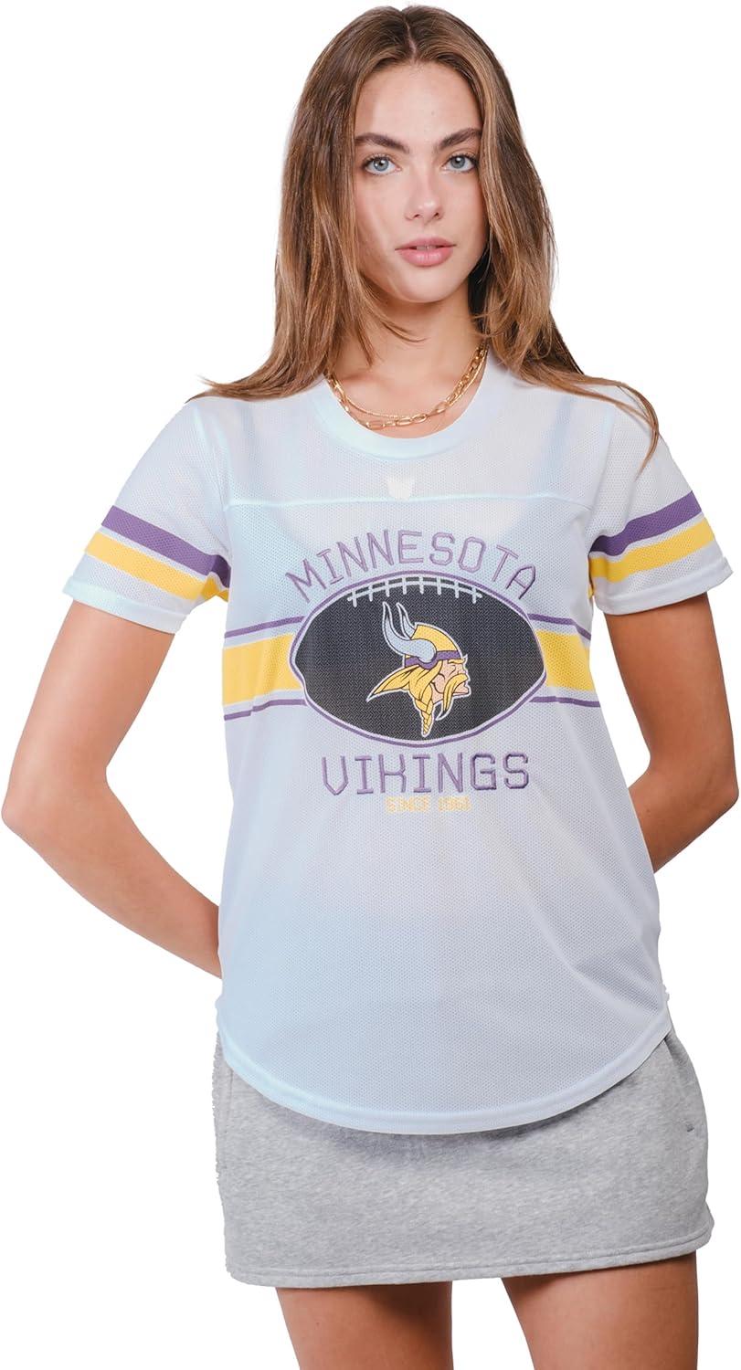 imageUltra Game Womens NFL Official Soft Mesh Varsity Stripe TShirtWhite