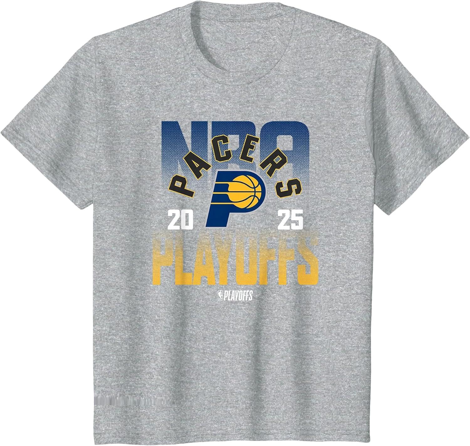 imageNBA Official Indiana Pacers 2025 Playoffs TShirtHeather Grey