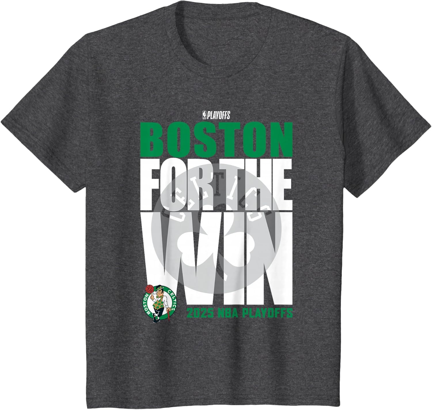 image:imageNBA Official Boston Celtics for The Win 2025 Playoffs TShirtDark Heather Grey