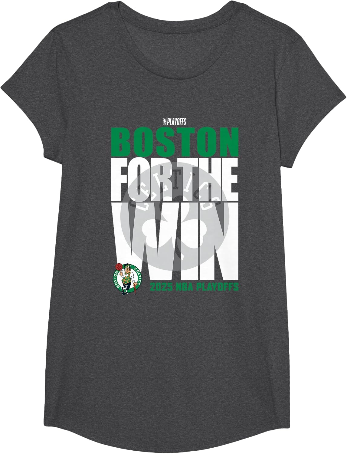 image:imageNBA Official Boston Celtics for The Win 2025 Playoffs TShirtDark Heather Grey