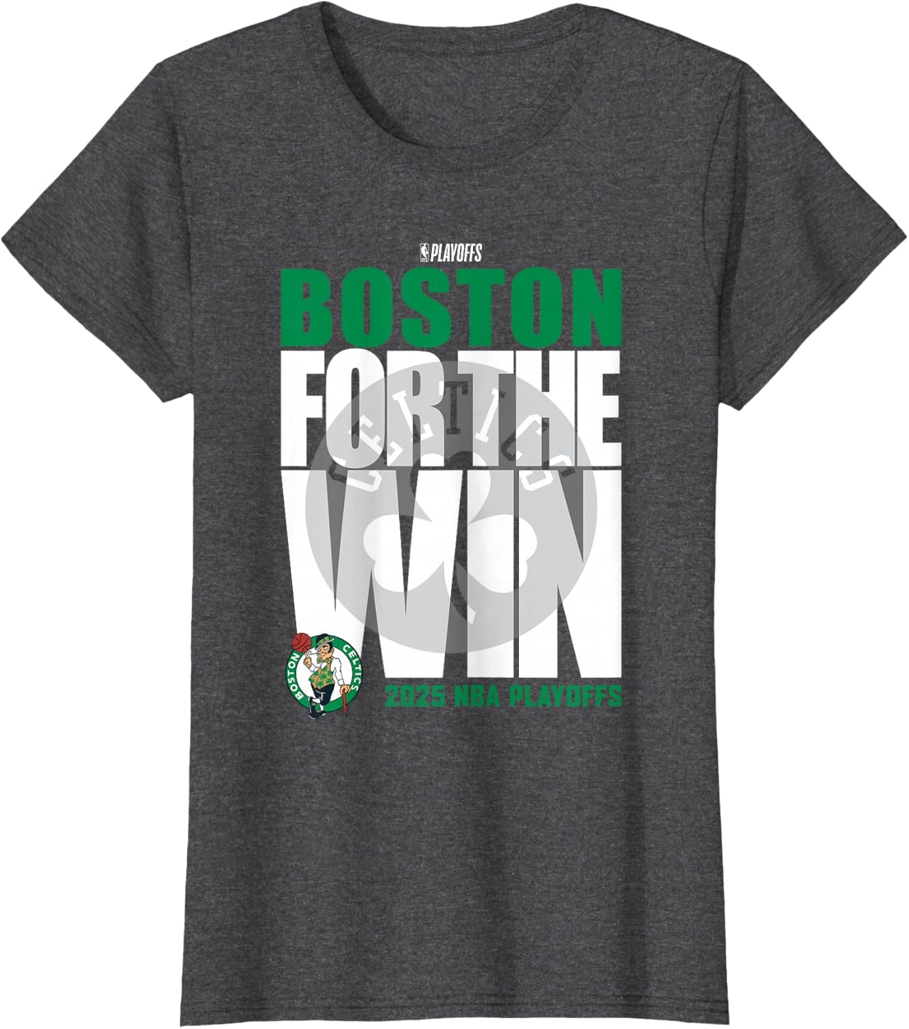 image:imageNBA Official Boston Celtics for The Win 2025 Playoffs TShirtDark Heather Grey
