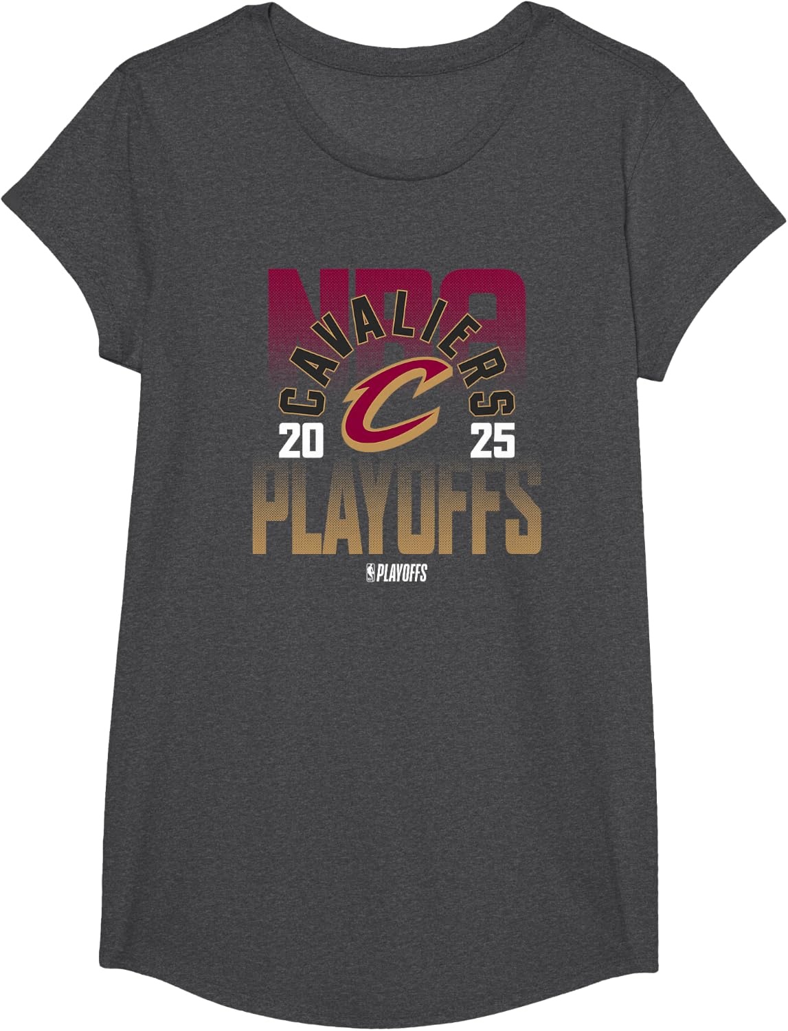 image:imageNBA Official Cleveland Cavaliers 2025 Playoffs TShirtDark Heather Grey