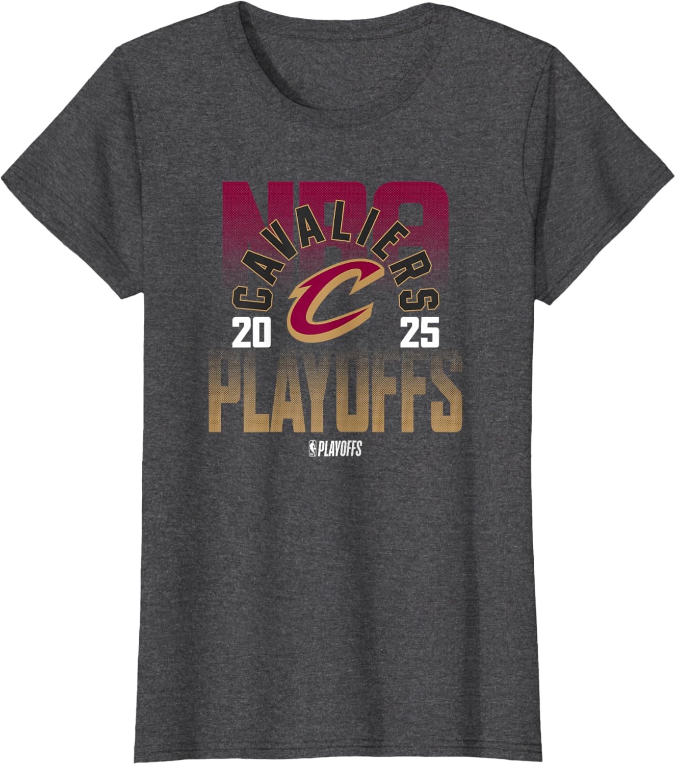 image:imageNBA Official Cleveland Cavaliers 2025 Playoffs TShirtDark Heather Grey