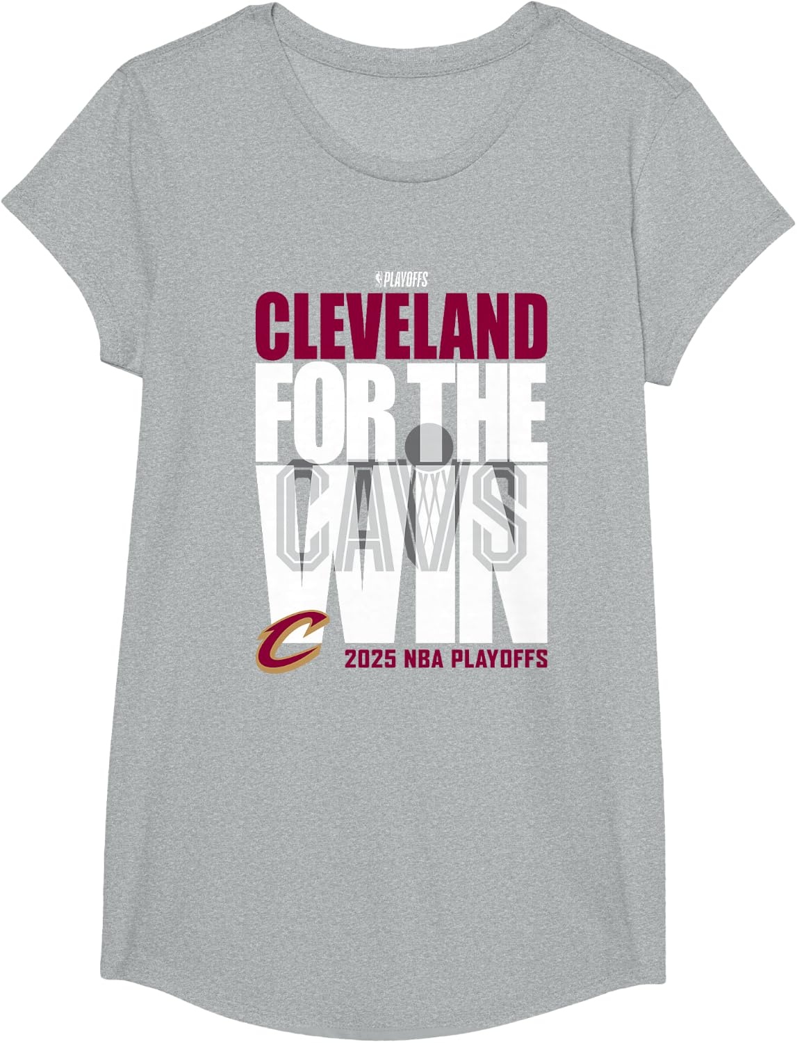 image:imageNBA Official Cleveland Cavaliers For the Win 2025 Playoffs TShirtHeather Grey
