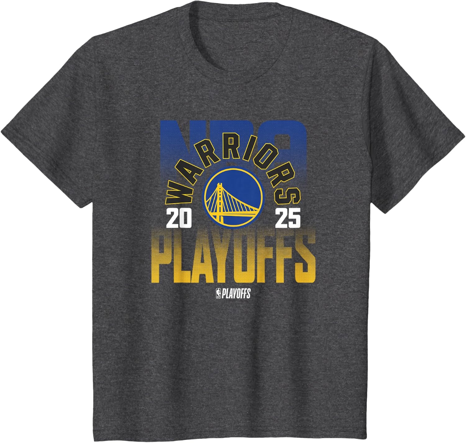 image:imageNBA Official Golden State Warriors 2025 Playoffs TShirtDark Heather Grey