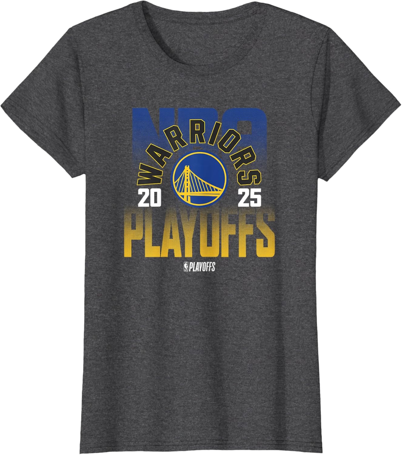 image:imageNBA Official Golden State Warriors 2025 Playoffs TShirtDark Heather Grey