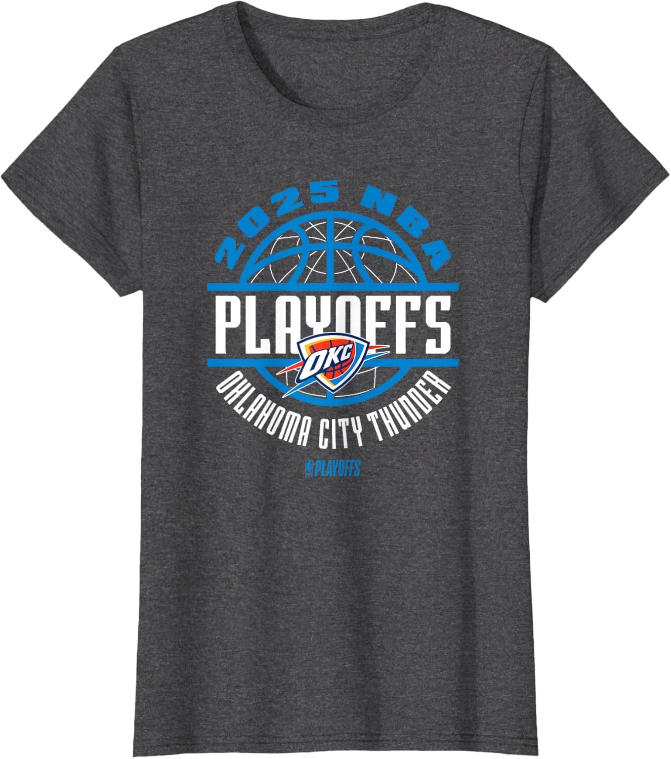 image:imageNBA Official Oklahoma City Thunder 2025 Playoffs Game Time TShirtDark Heather Grey