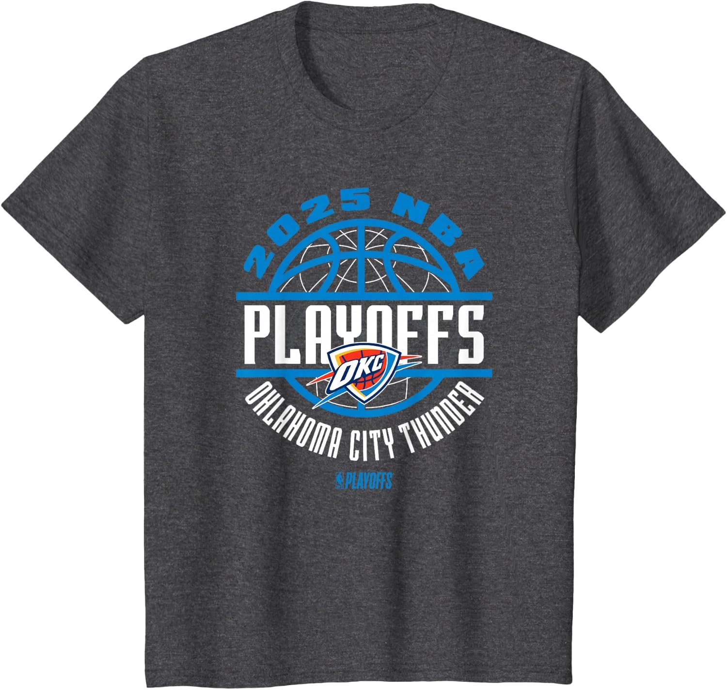 image:imageNBA Official Oklahoma City Thunder 2025 Playoffs Game Time TShirtDark Heather Grey