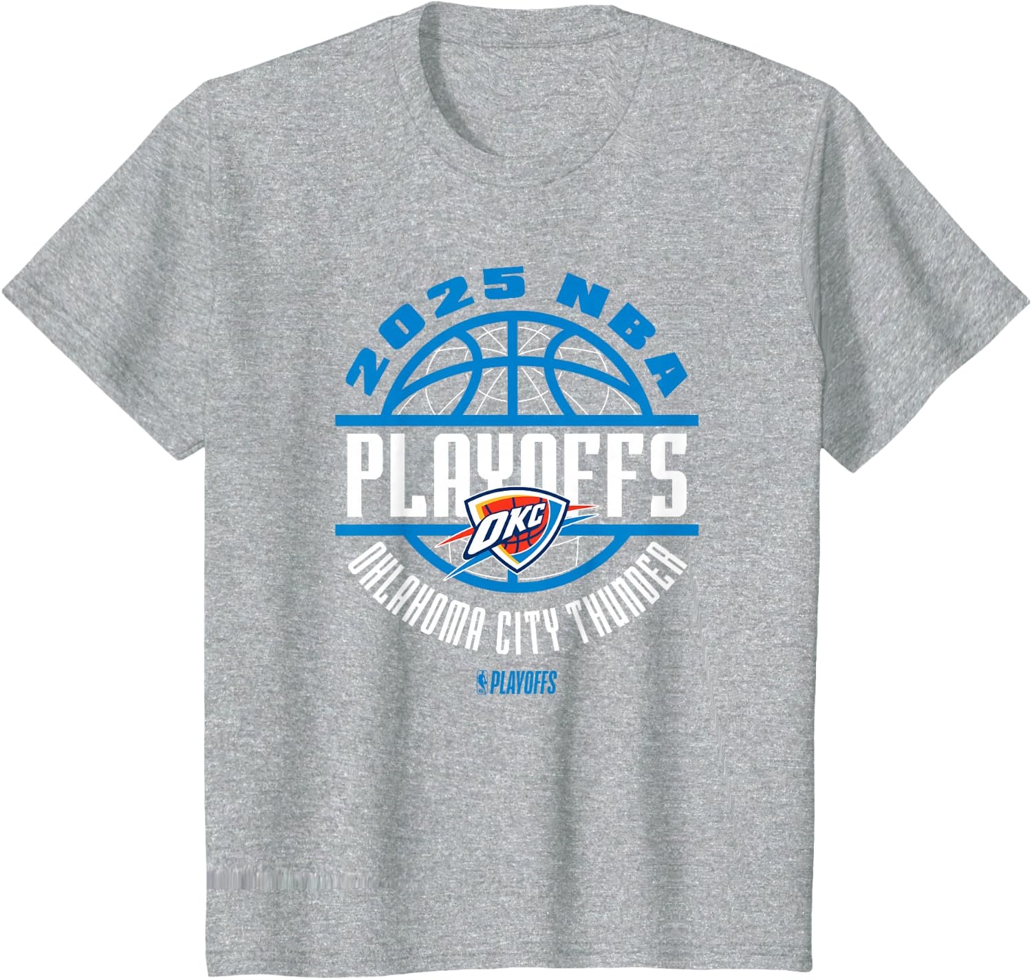 image:imageNBA Official Oklahoma City Thunder 2025 Playoffs Game Time TShirtHeather Grey