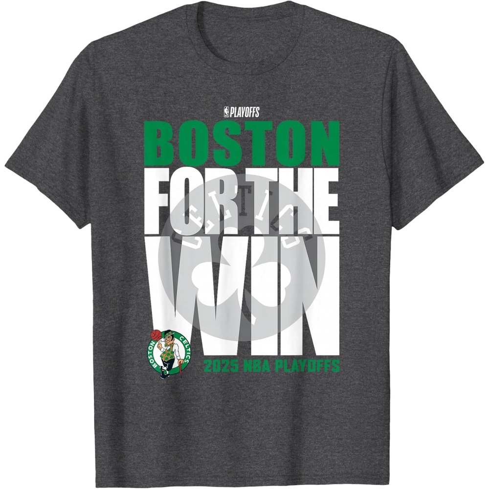 image:imageNBA Official Boston Celtics for The Win 2025 Playoffs TShirtDark Heather Grey