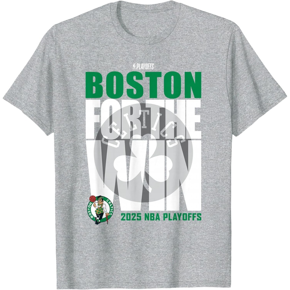 image:imageNBA Official Boston Celtics for The Win 2025 Playoffs TShirtHeather Grey