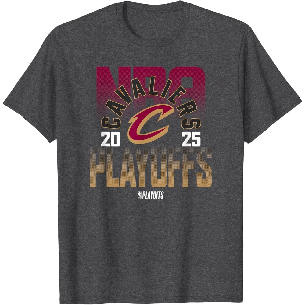 image:imageNBA Official Cleveland Cavaliers 2025 Playoffs TShirtDark Heather Grey