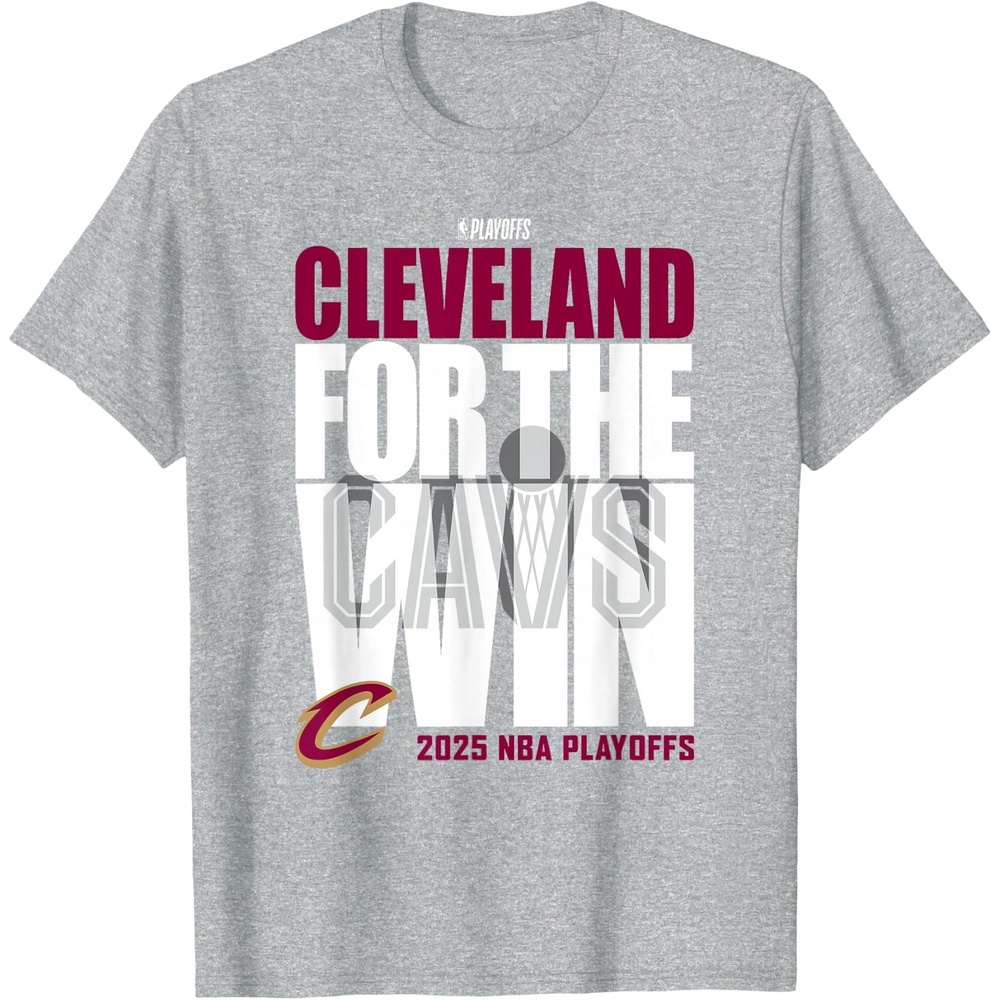 image:imageNBA Official Cleveland Cavaliers For the Win 2025 Playoffs TShirtHeather Grey