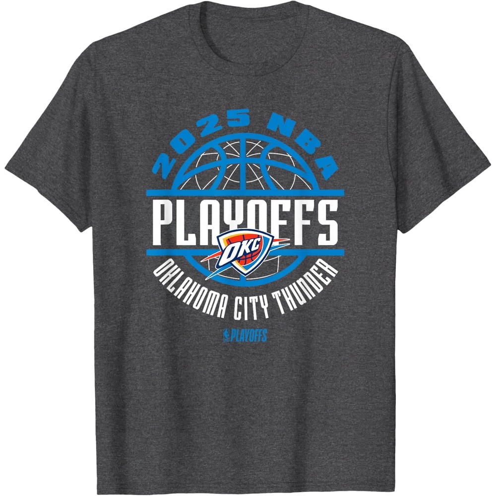 image:imageNBA Official Oklahoma City Thunder 2025 Playoffs Game Time TShirtDark Heather Grey