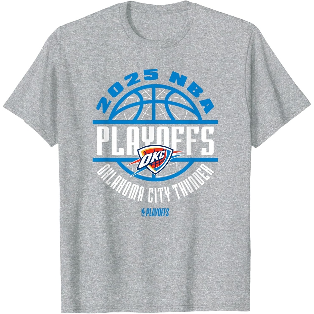 image:imageNBA Official Oklahoma City Thunder 2025 Playoffs Game Time TShirtHeather Grey