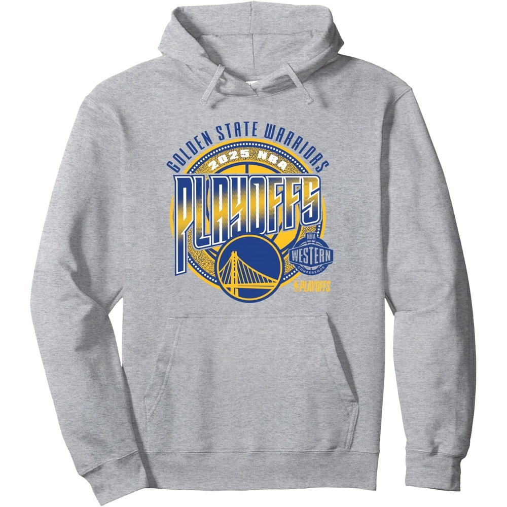 image:imageNBA Official Golden State Warriors Playoffs 2025 Game Day Pullover HoodieHeather Grey