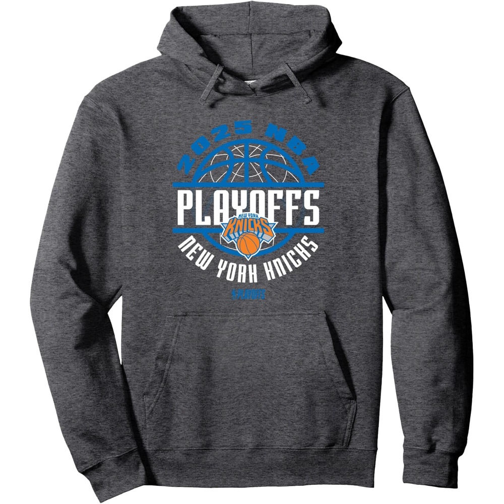 image:imageNBA Official New York Knicks Playoffs 2025 Game Time Pullover HoodieDark Heather Grey