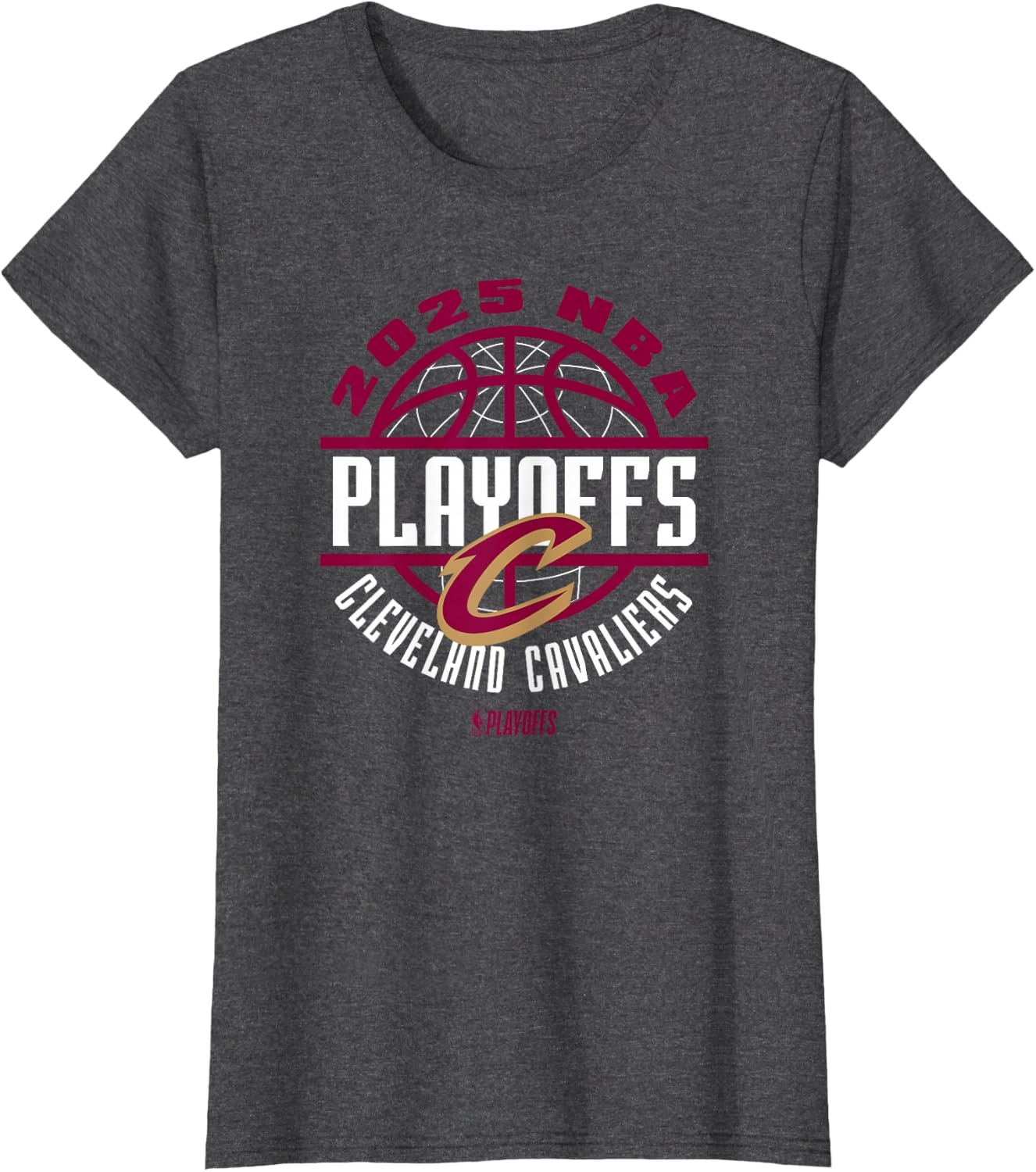 image:imageNBA Official Cleveland Cavaliers 2025 Playoffs Game Time TShirtDark Heather Grey
