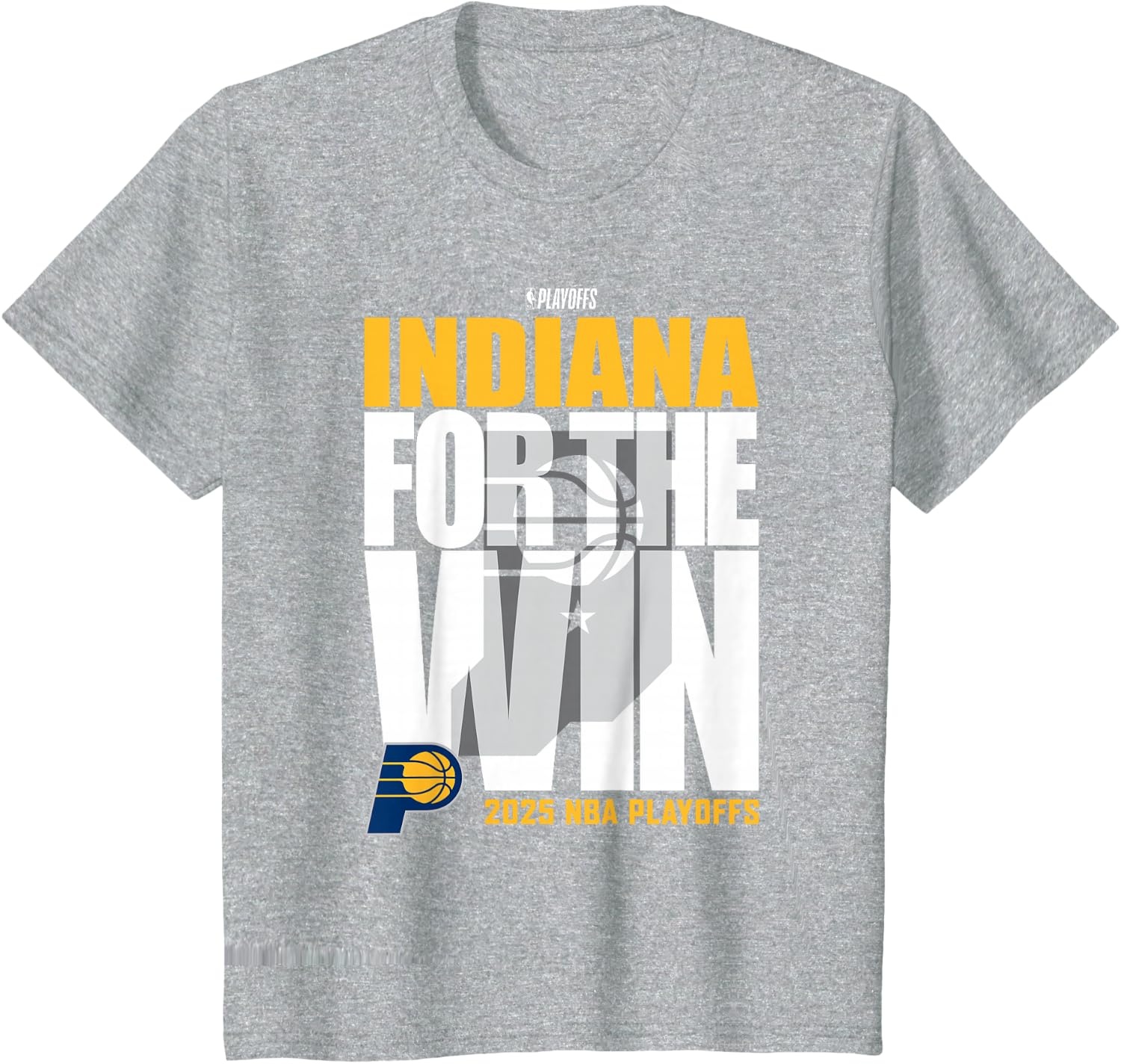 image:imageNBA Official Indiana Pacers for The Win 2025 Playoffs TShirtHeather Grey