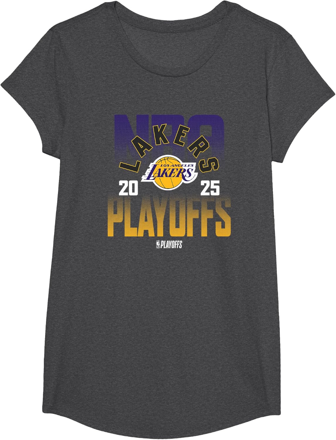 image:imageNBA Official Los Angeles Lakers 2025 Playoffs TShirtDark Heather Grey