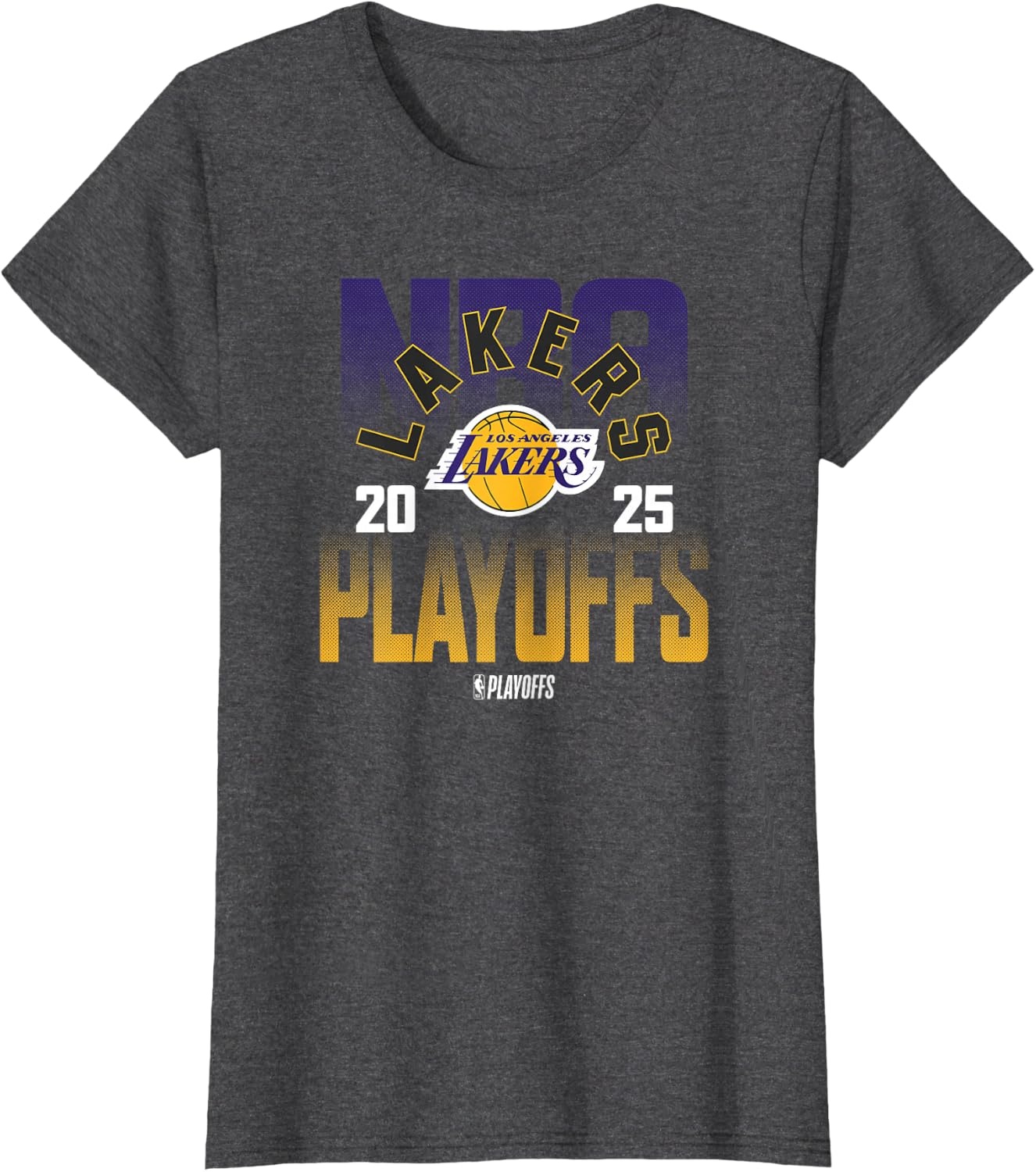 image:imageNBA Official Los Angeles Lakers 2025 Playoffs TShirtDark Heather Grey