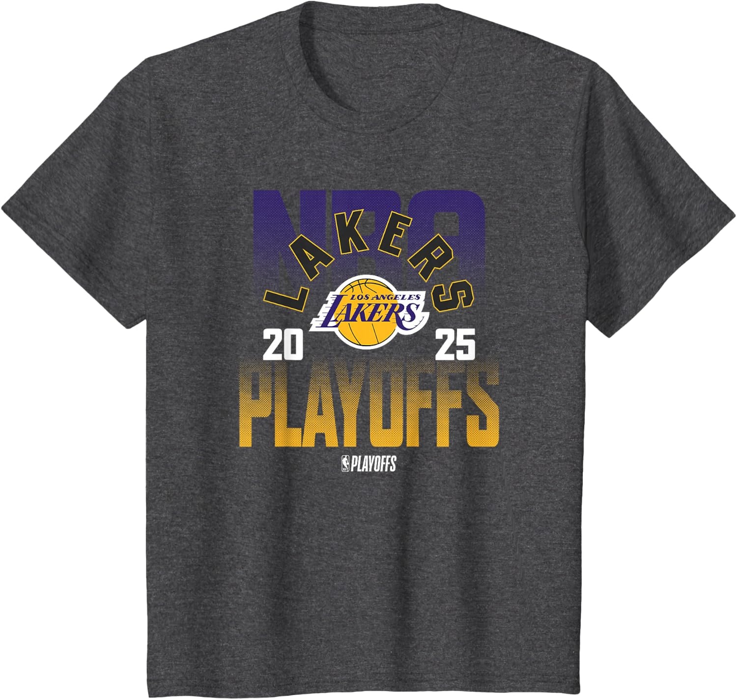 image:imageNBA Official Los Angeles Lakers 2025 Playoffs TShirtDark Heather Grey