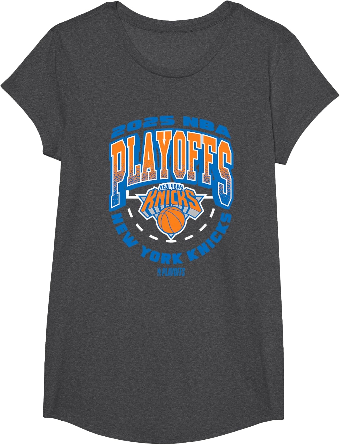 image:imageNBA Official New York Knicks Exclusive 2025 Playoffs TShirtDark Heather Grey
