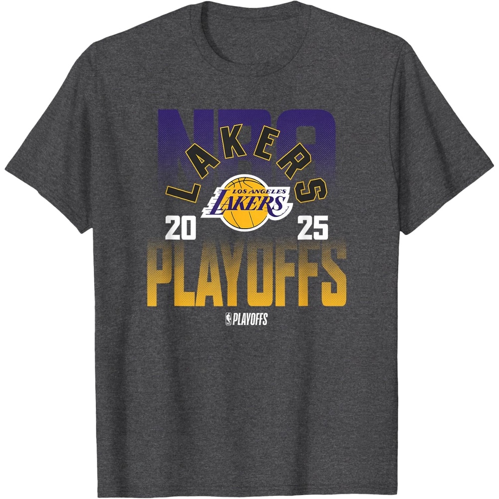 image:imageNBA Official Los Angeles Lakers 2025 Playoffs TShirtDark Heather Grey