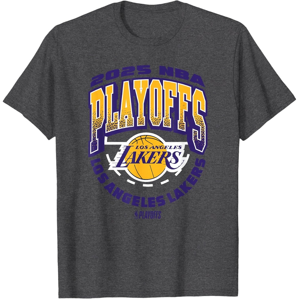 image:imageNBA Official Los Angeles Lakers Exclusive 2025 Playoffs TShirtDark Heather Grey