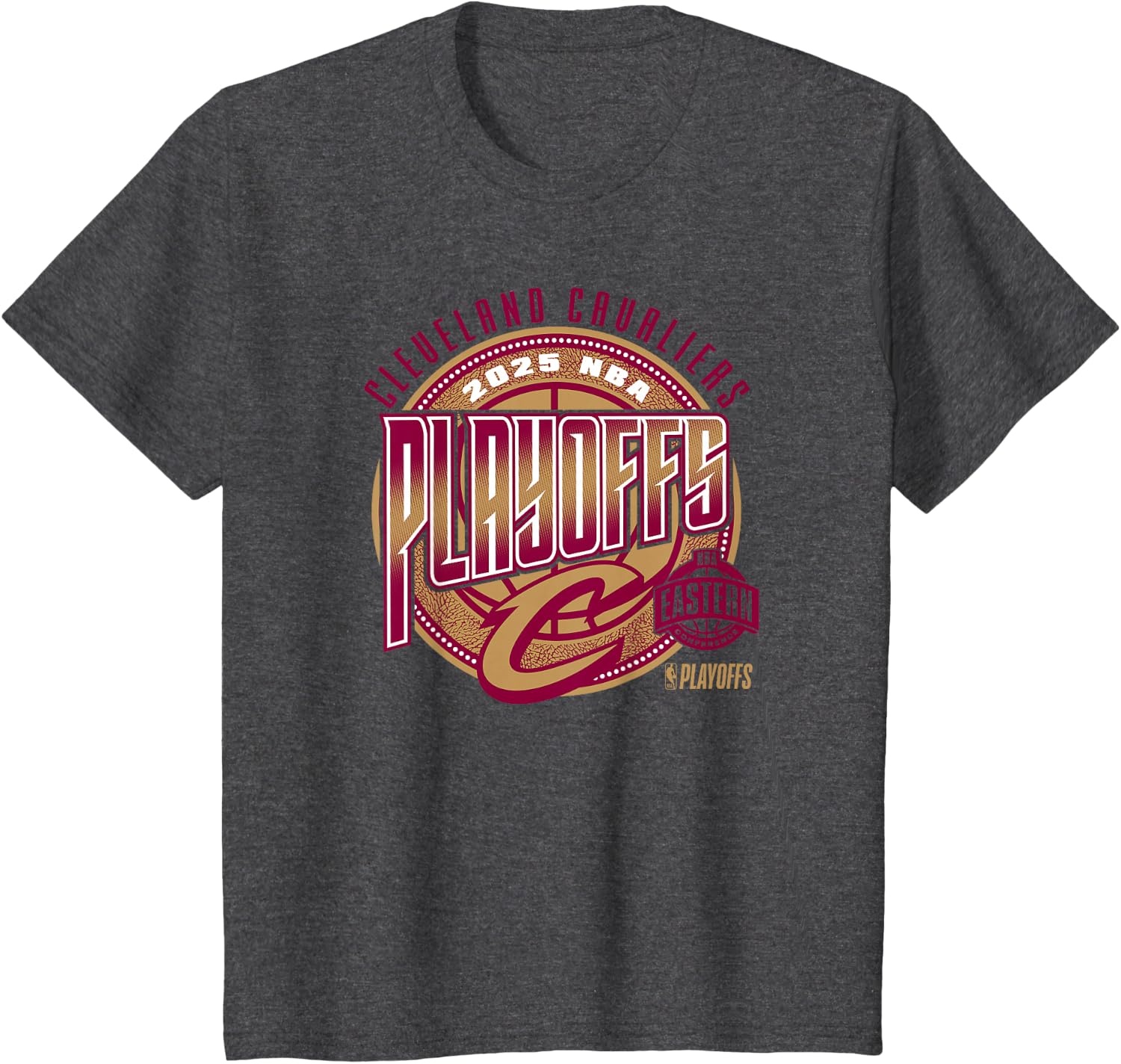 image:imageNBA Official Cleveland Cavaliers 2025 Playoffs Game Day TShirtDark Heather Grey