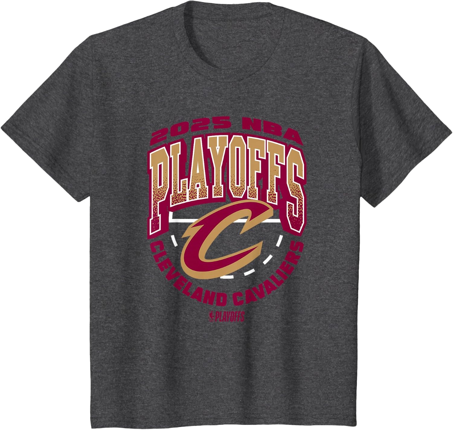 image:imageNBA Official Cleveland Cavaliers Exclusive 2025 Playoffs TShirtDark Heather Grey