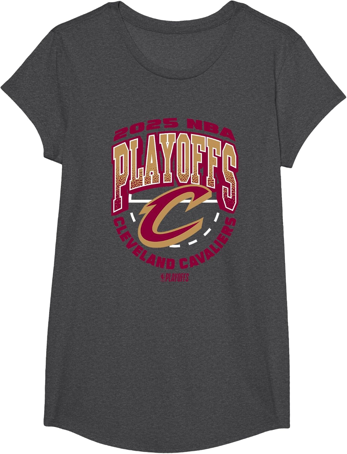 image:imageNBA Official Cleveland Cavaliers Exclusive 2025 Playoffs TShirtDark Heather Grey