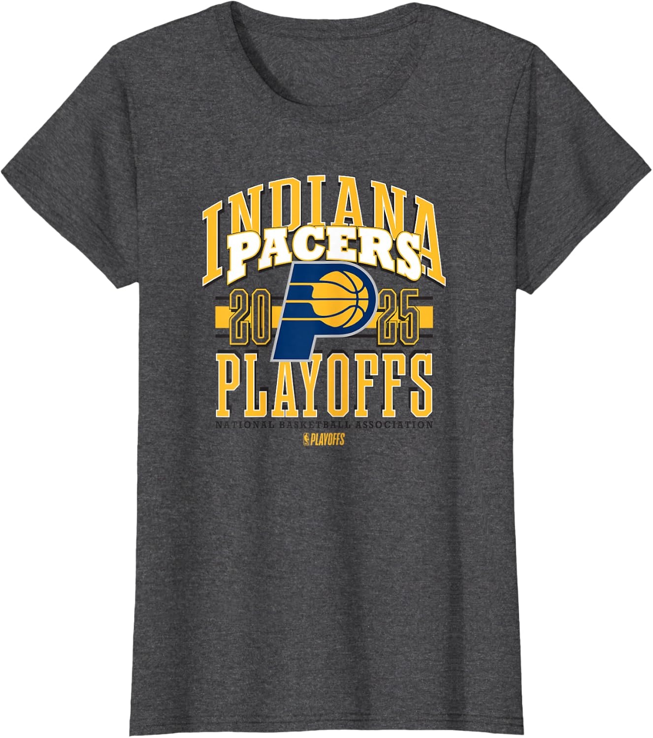 image:imageNBA Official Indiana Pacers 2025 Playoffs Showtime TShirtDark Heather Grey