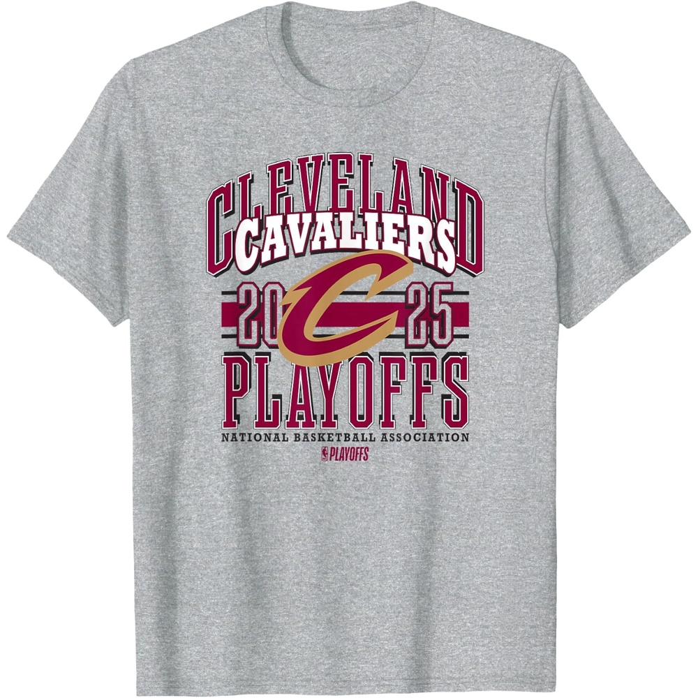 image:imageNBA Official Cleveland Cavaliers 2025 Playoffs Showtime TShirtHeather Grey
